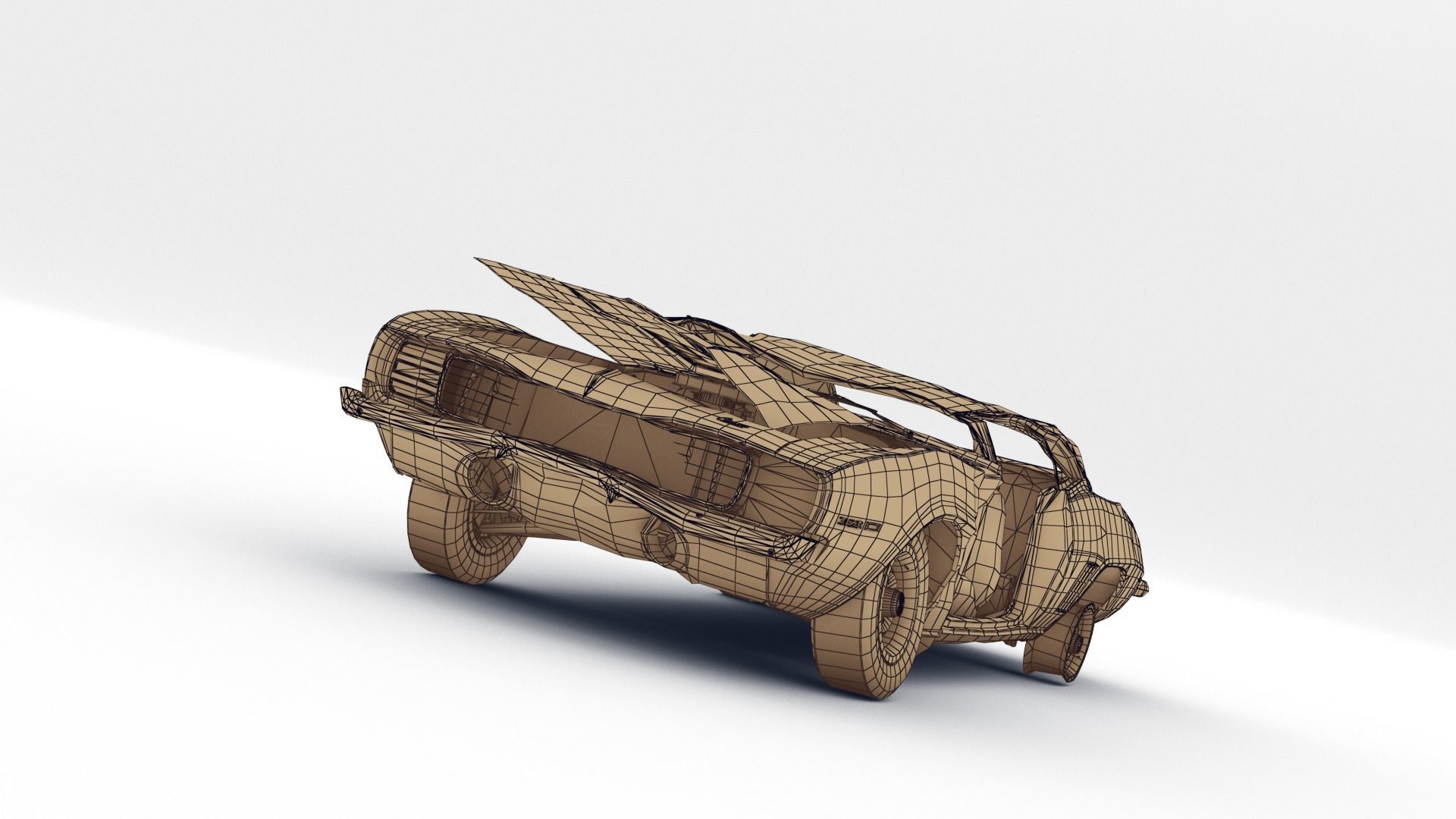 Crashed Chevrolet camaro 1969 Low-poly 3D model_30