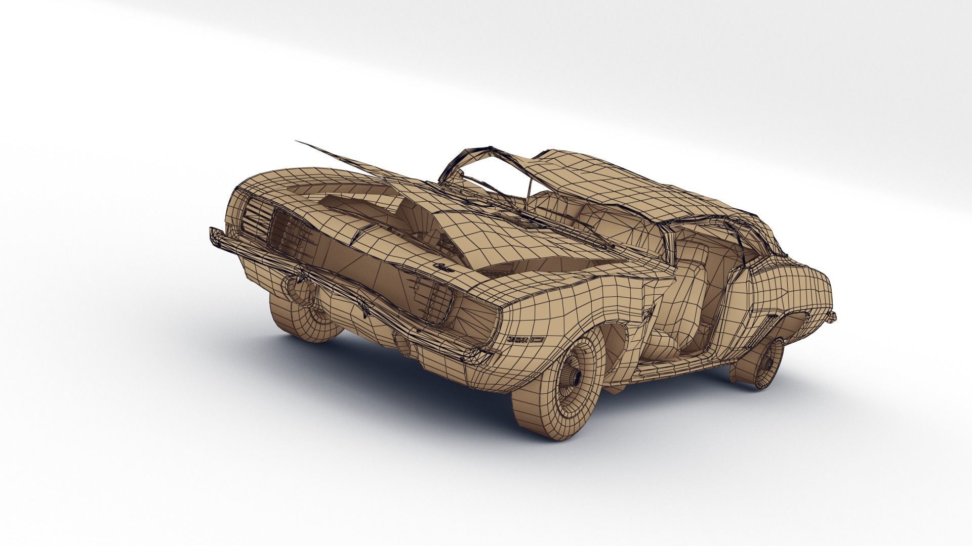 Crashed Chevrolet camaro 1969 Low-poly 3D model_28