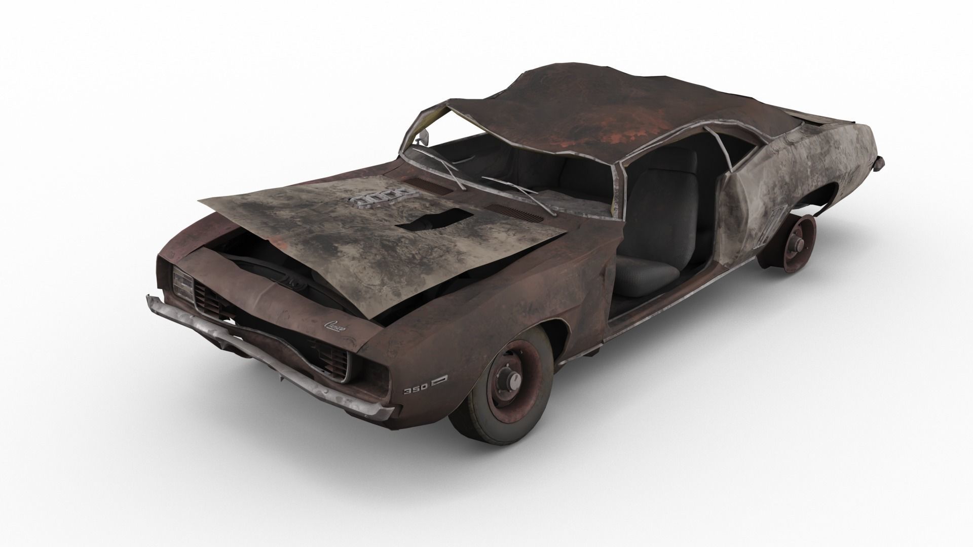 Crashed Chevrolet camaro 1969 Low-poly 3D model_8