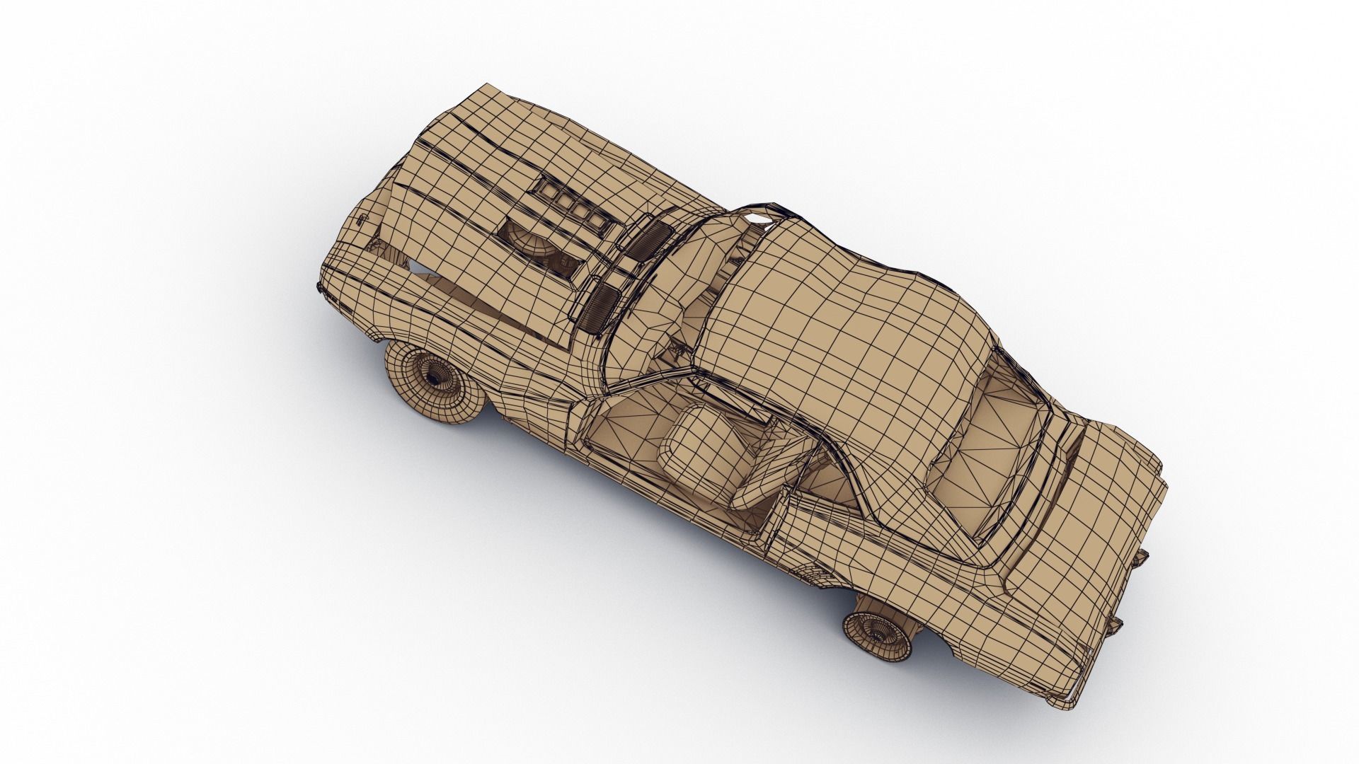 Crashed Chevrolet camaro 1969 Low-poly 3D model_32