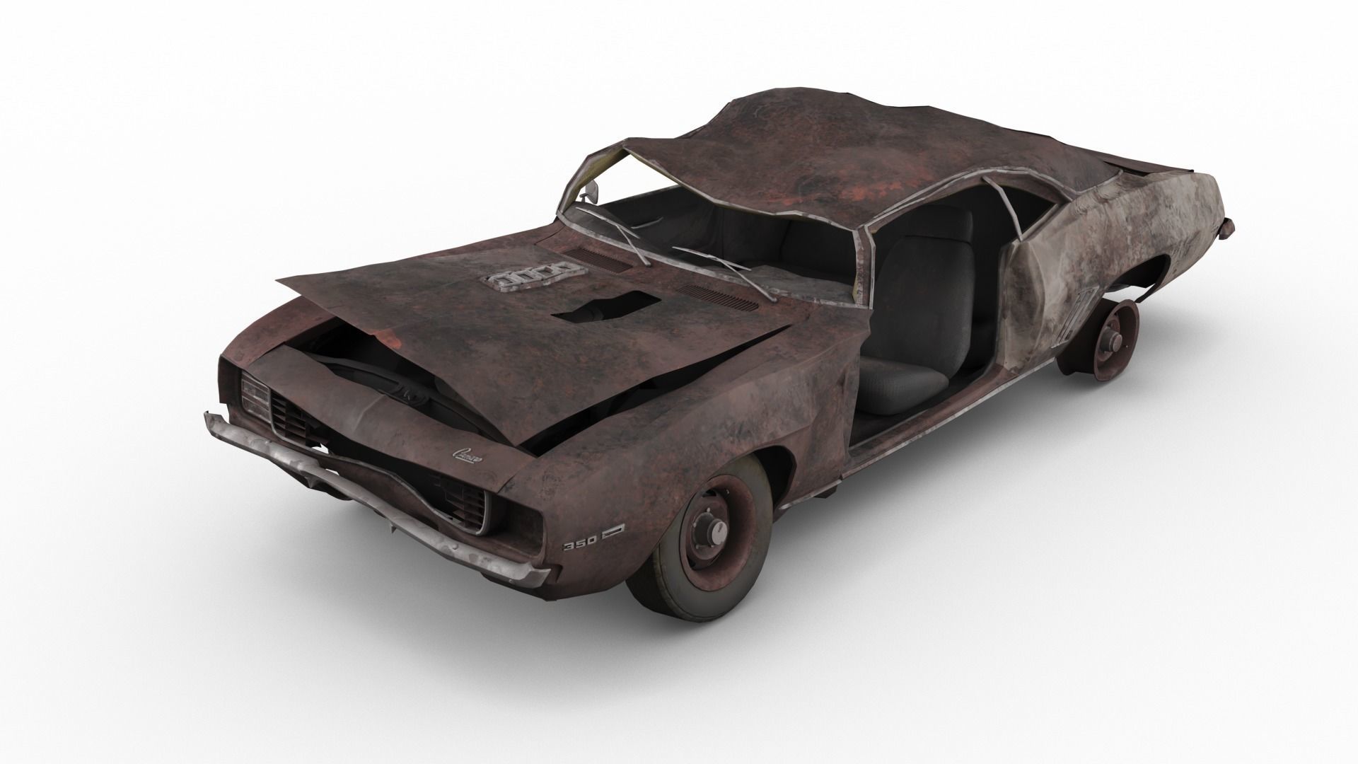 Crashed Chevrolet camaro 1969 Low-poly 3D model_14