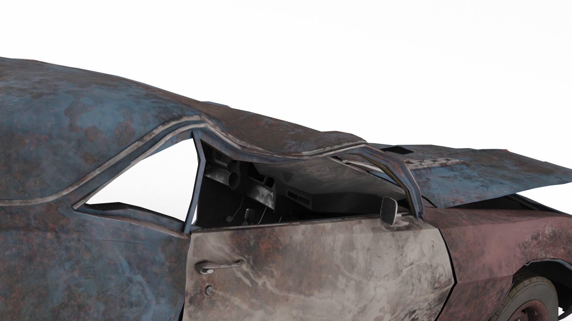 Crashed Chevrolet camaro 1969 Low-poly 3D model_22