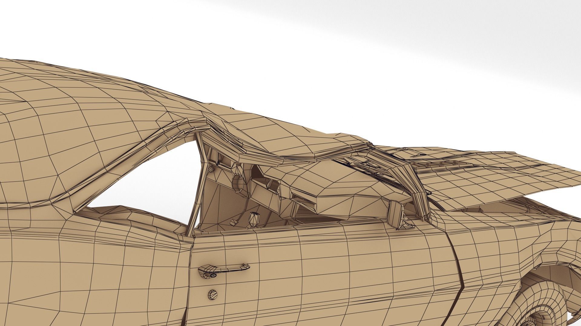 Crashed Chevrolet camaro 1969 Low-poly 3D model_27