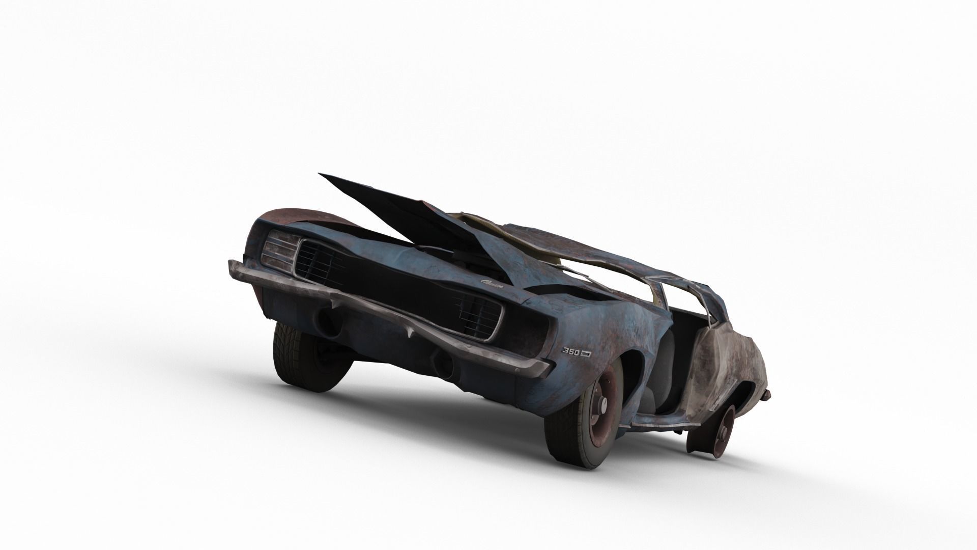 Crashed Chevrolet camaro 1969 Low-poly 3D model_20