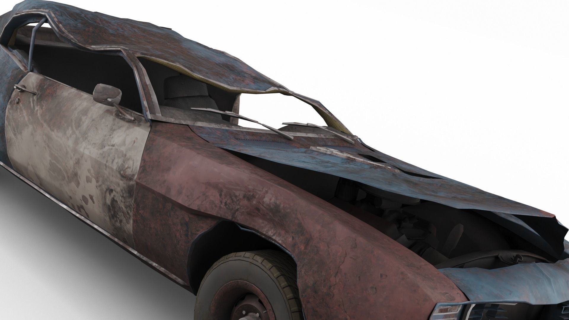 Crashed Chevrolet camaro 1969 Low-poly 3D model_23