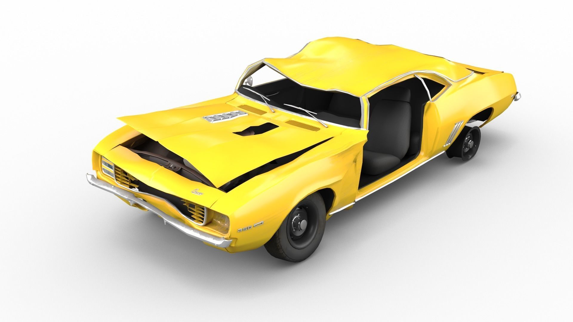 Crashed Chevrolet camaro 1969 Low-poly 3D model_6