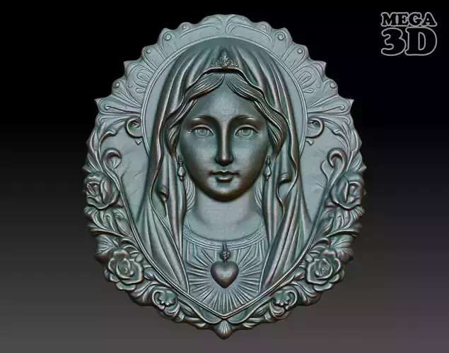 Mother Mary Pendant basrelief 240521 08 3D print model