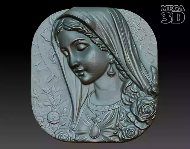 Mother Mary Pendant basrelief 240521 07 3D print model