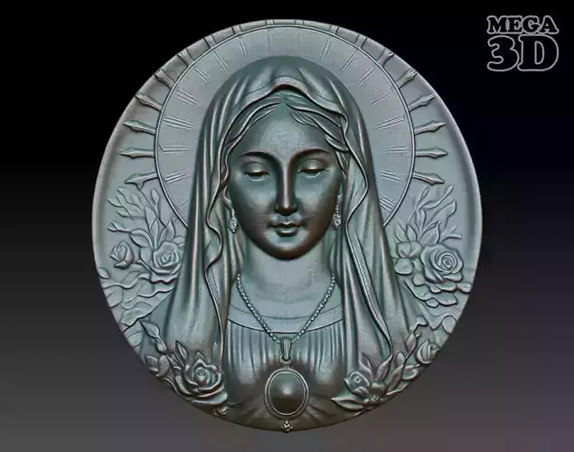 Mother Mary Pendant basrelief 240521 06 3D print model