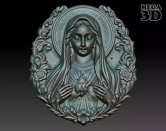 Mother Mary Pendant basrelief 240521 05 3D print model
