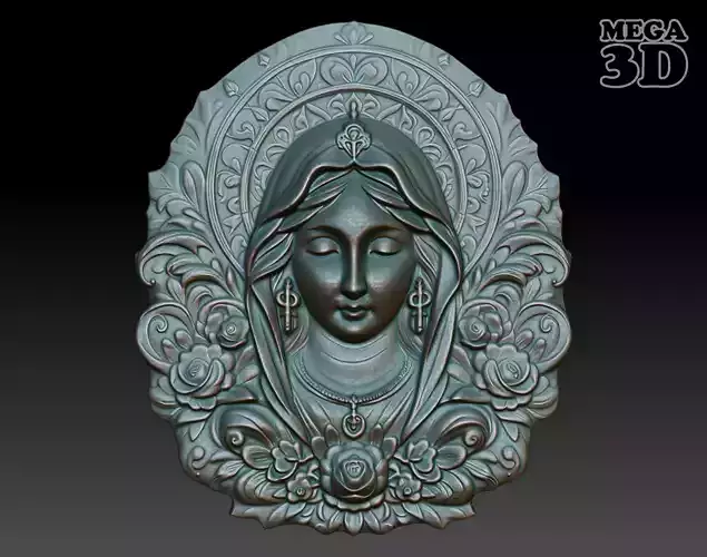 Mother Mary Pendant basrelief 240521 04 3D print model