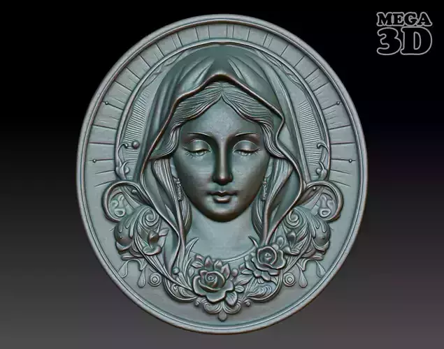 Mother Mary Pendant basrelief 240521 03 3D print model