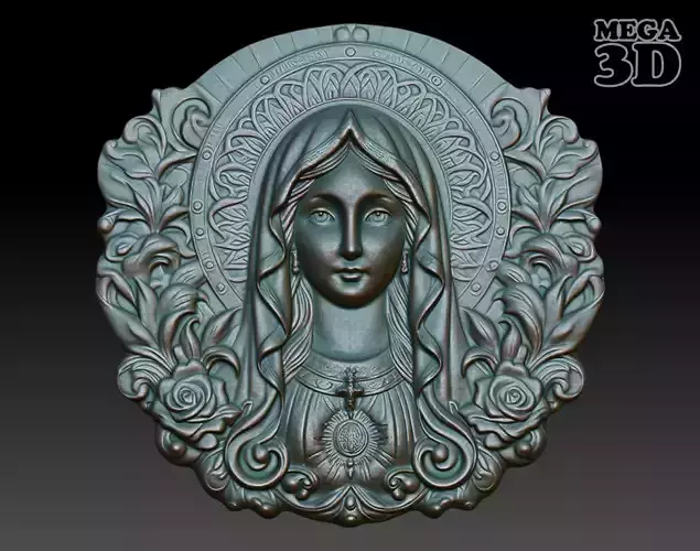 Mother Mary Pendant basrelief 240521 02 3D print model