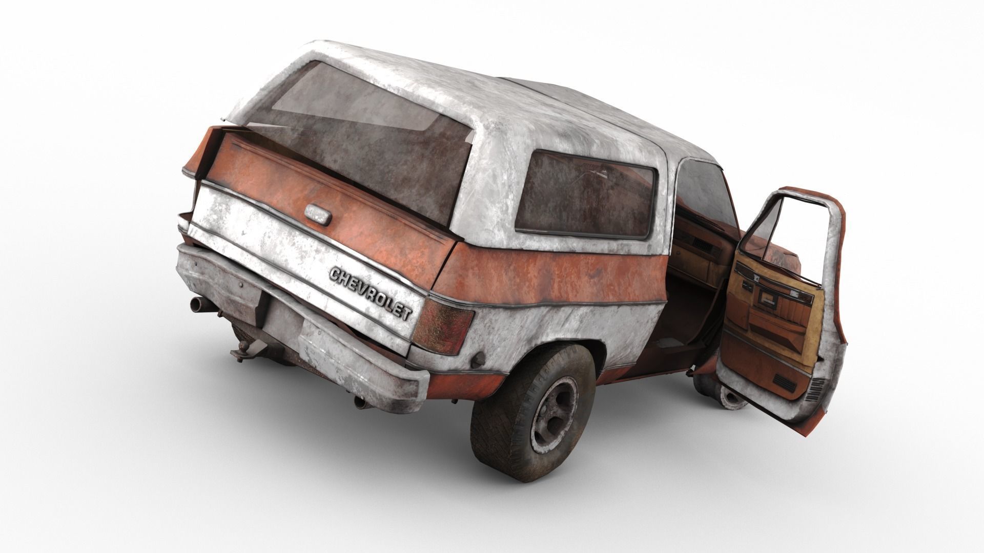 Crashed Chevrolet K5 Blazer 1975 Low-poly 3D model_10