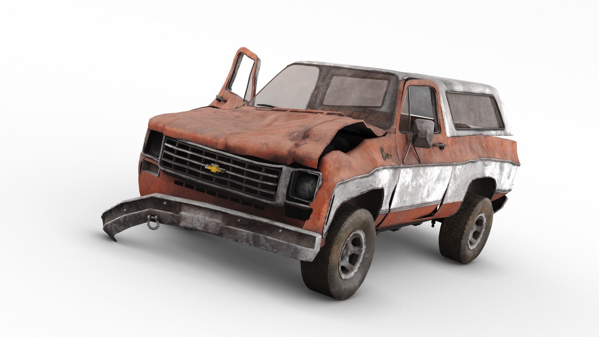 Crashed Chevrolet K5 Blazer 1975 Low-poly 3D model_8