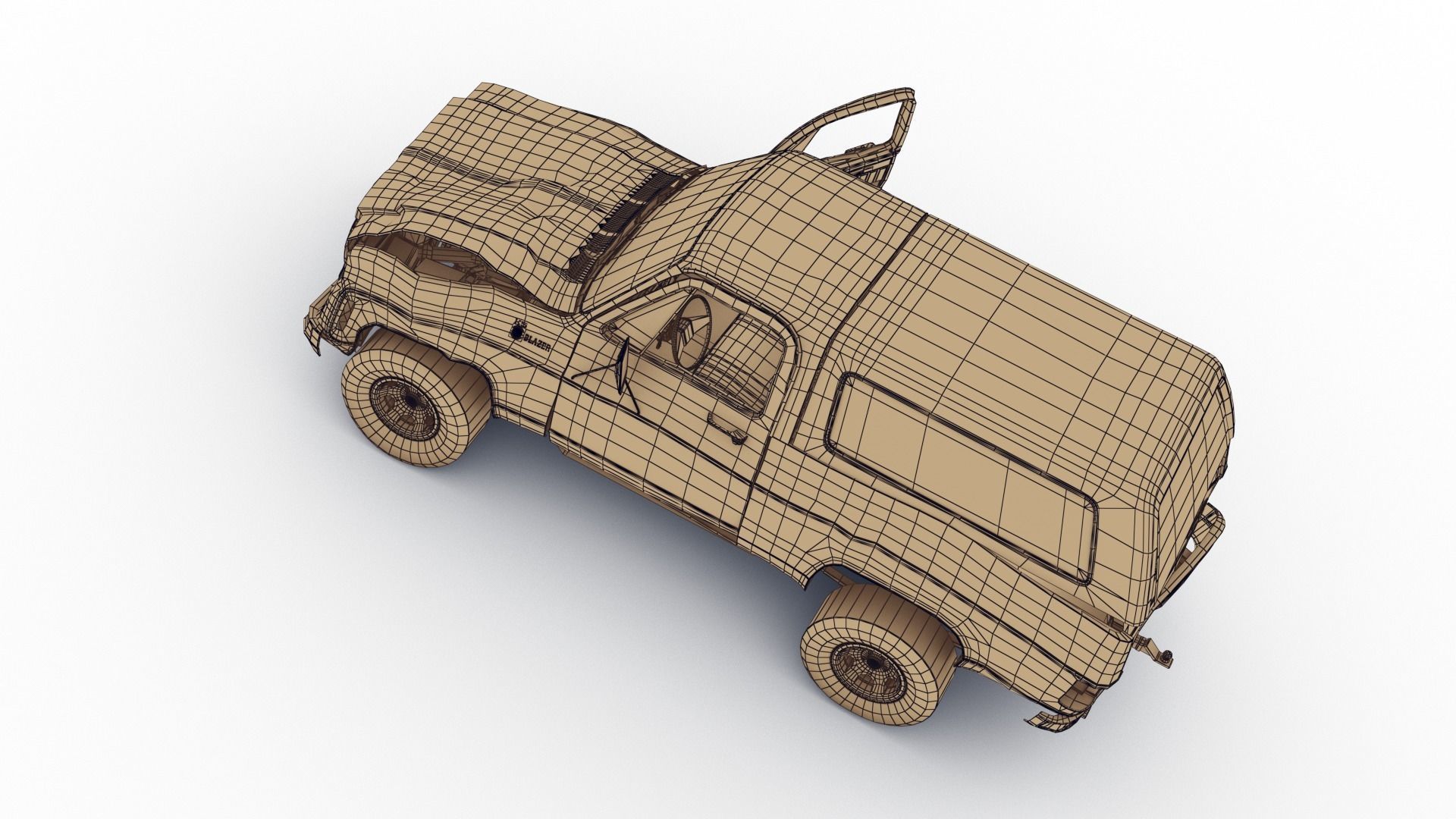 Crashed Chevrolet K5 Blazer 1975 Low-poly 3D model_20