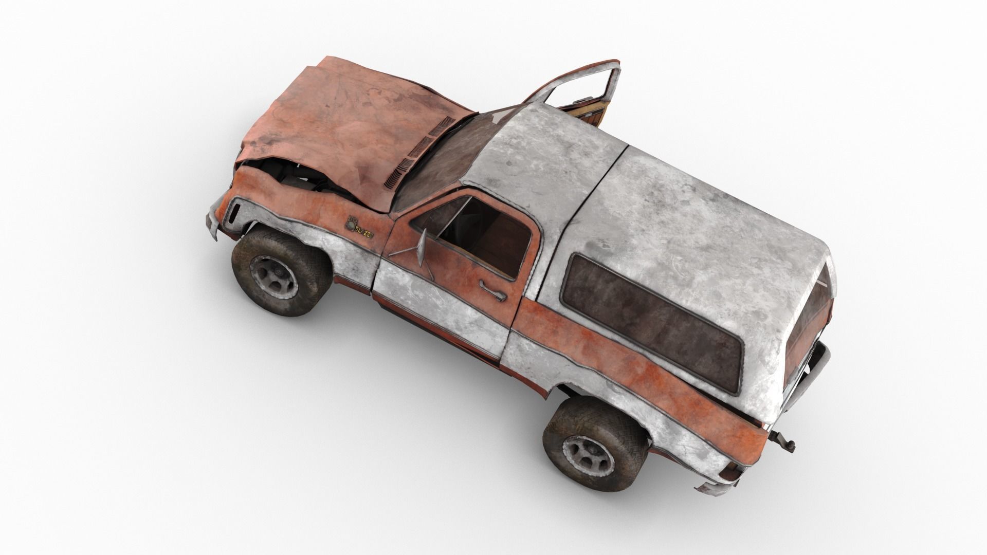 Crashed Chevrolet K5 Blazer 1975 Low-poly 3D model_12