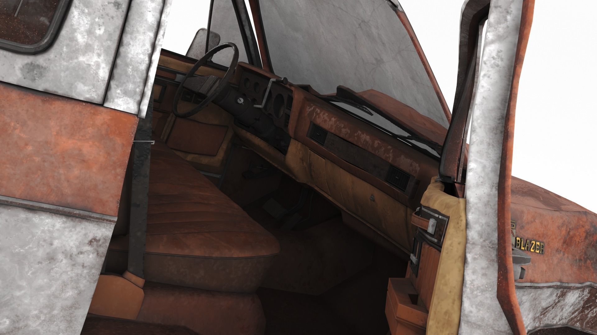 Crashed Chevrolet K5 Blazer 1975 Low-poly 3D model_14