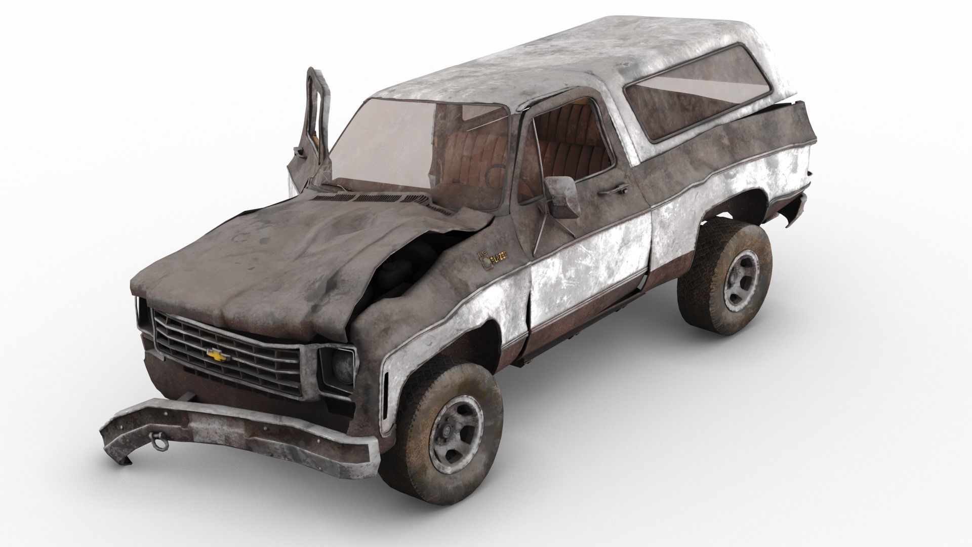 Crashed Chevrolet K5 Blazer 1975 Low-poly 3D model_3