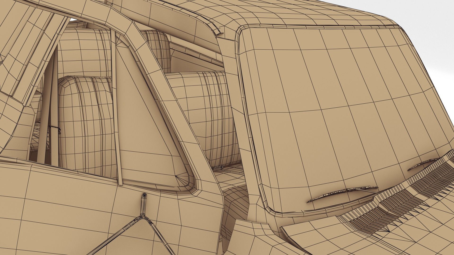 Crashed Chevrolet K5 Blazer 1975 Low-poly 3D model_23