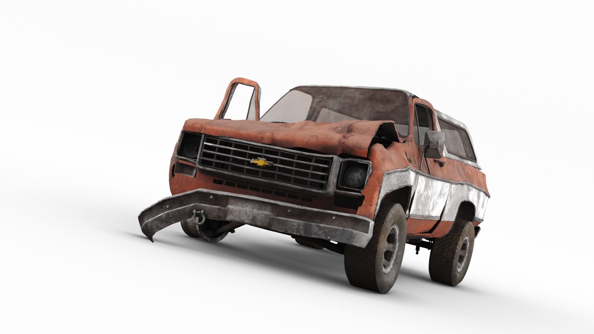 Crashed Chevrolet K5 Blazer 1975 Low-poly 3D model_13