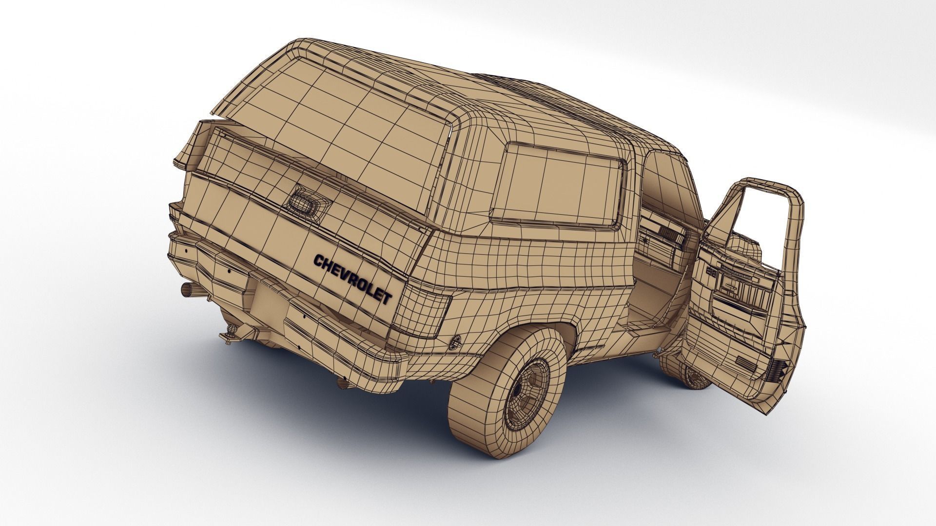 Crashed Chevrolet K5 Blazer 1975 Low-poly 3D model_18