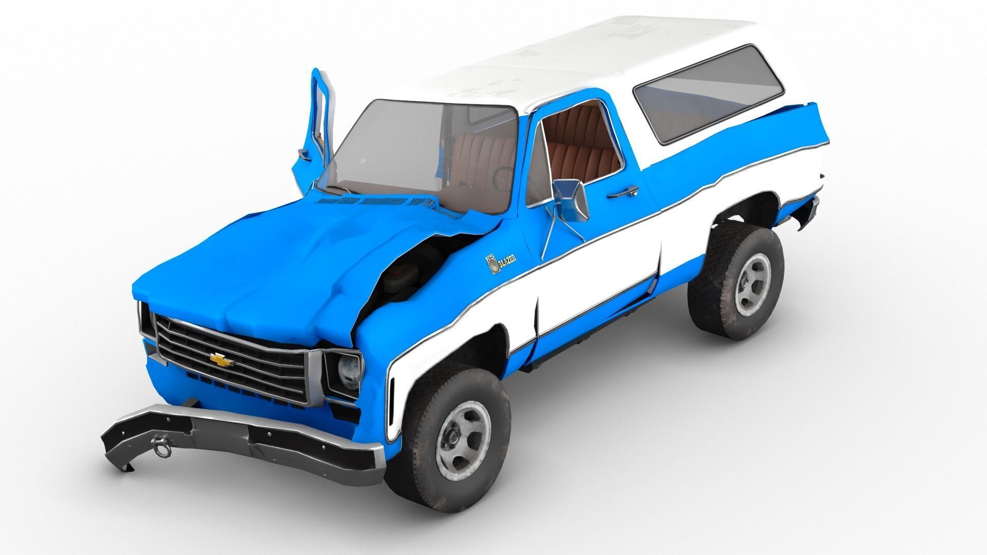 Crashed Chevrolet K5 Blazer 1975 Low-poly 3D model_6