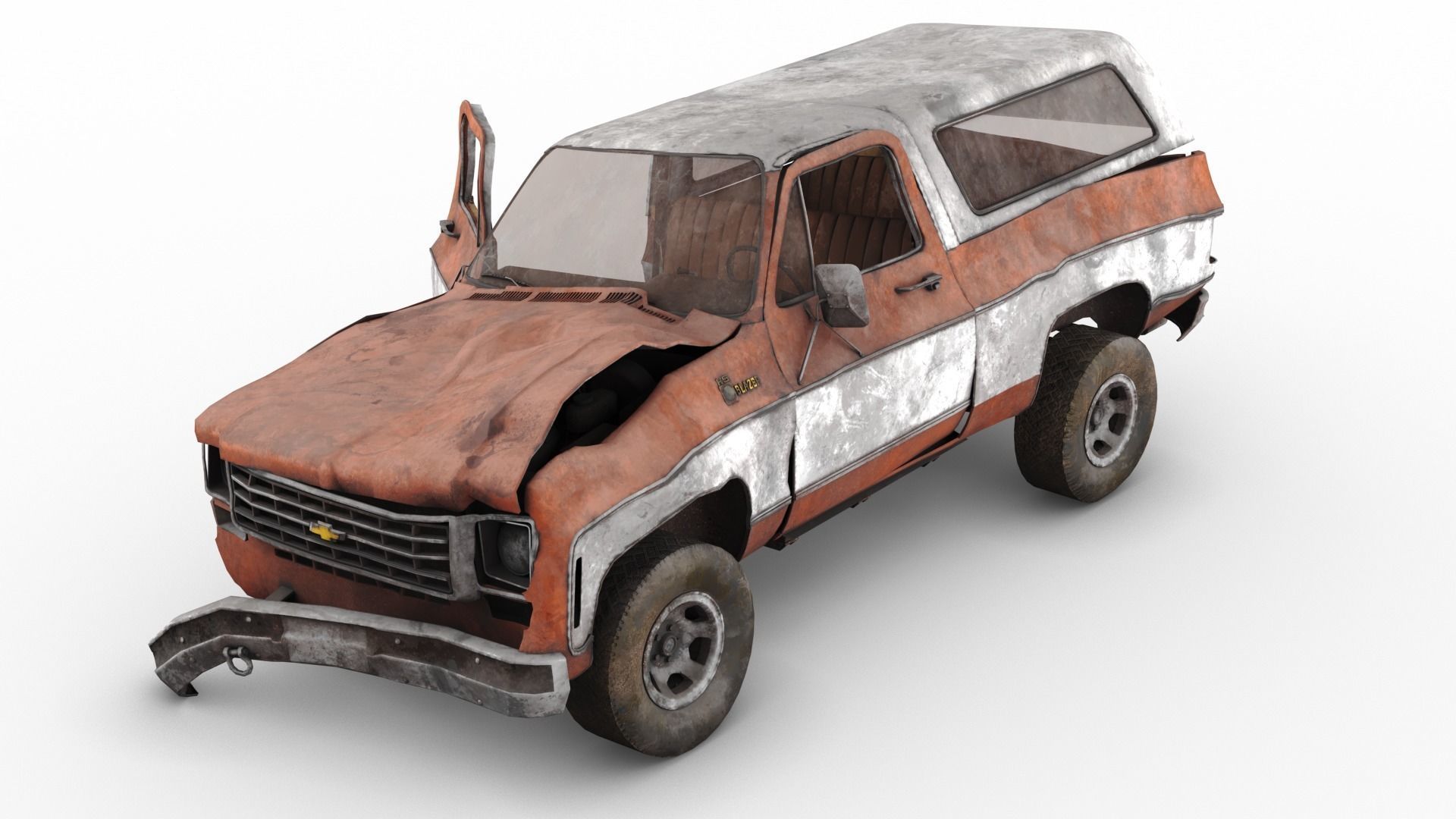 Crashed Chevrolet K5 Blazer 1975 Low-poly 3D model_2