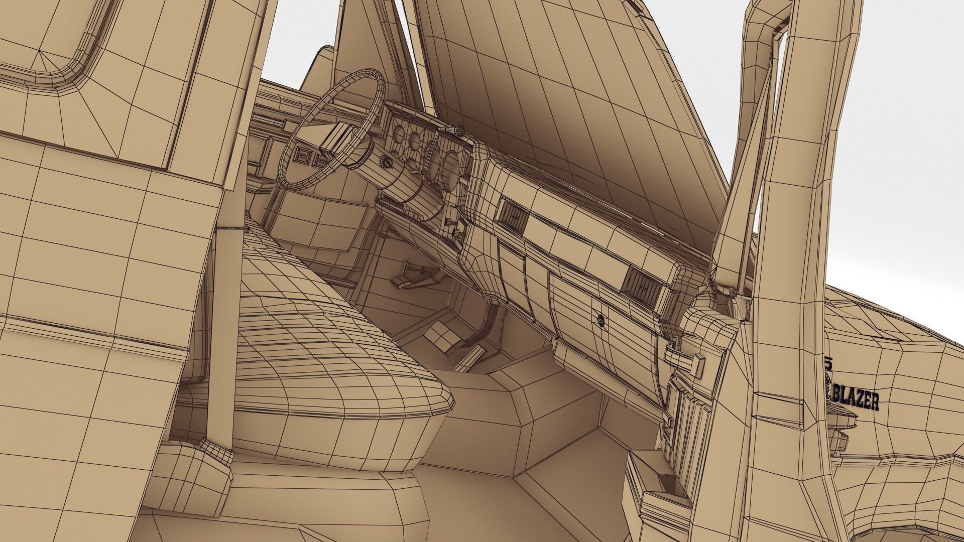 Crashed Chevrolet K5 Blazer 1975 Low-poly 3D model_22