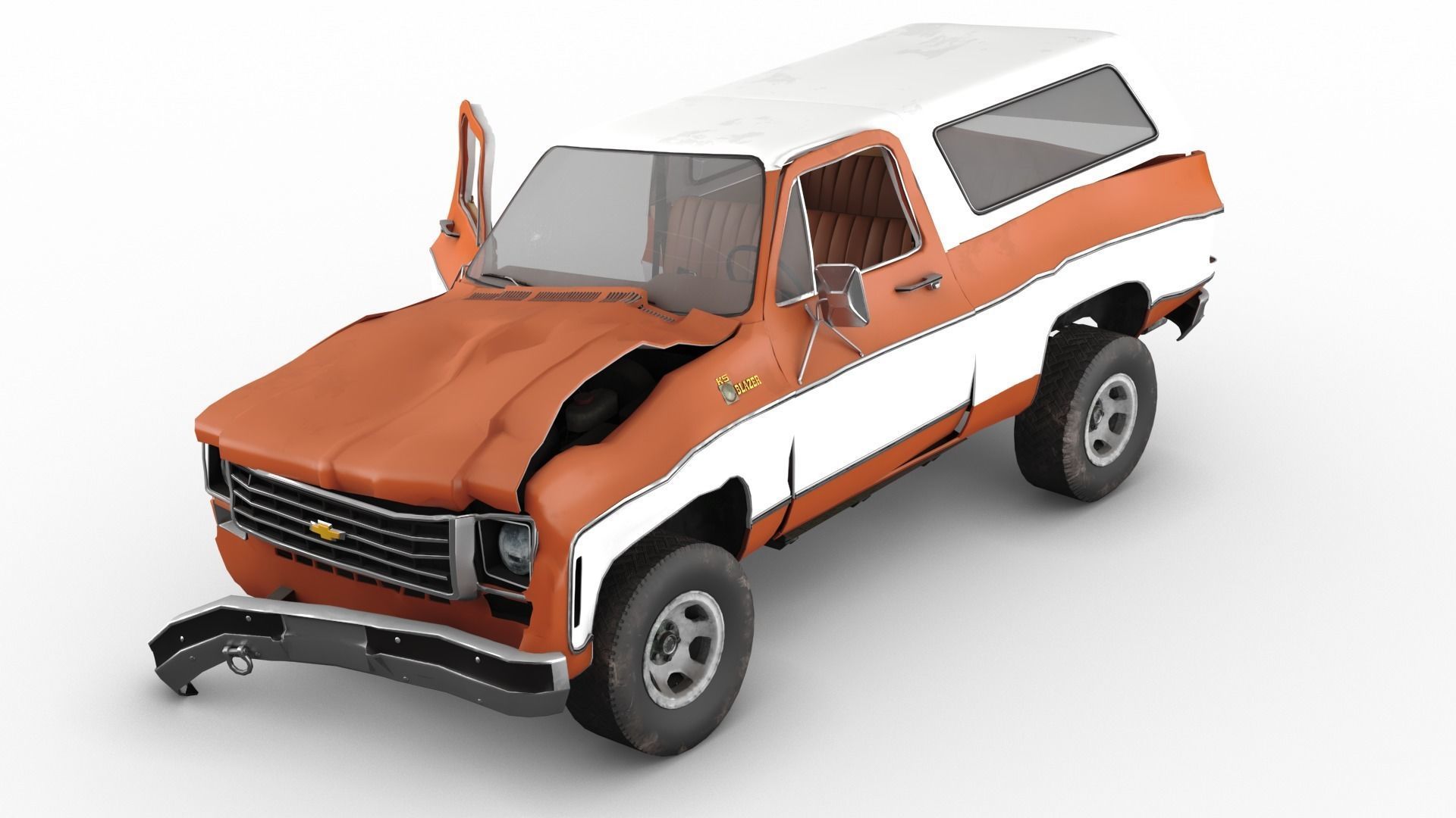 Crashed Chevrolet K5 Blazer 1975 Low-poly 3D model_5