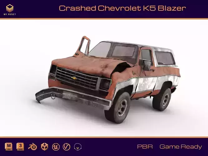 Crashed Chevrolet K5 Blazer 1975 Low-poly 3D model