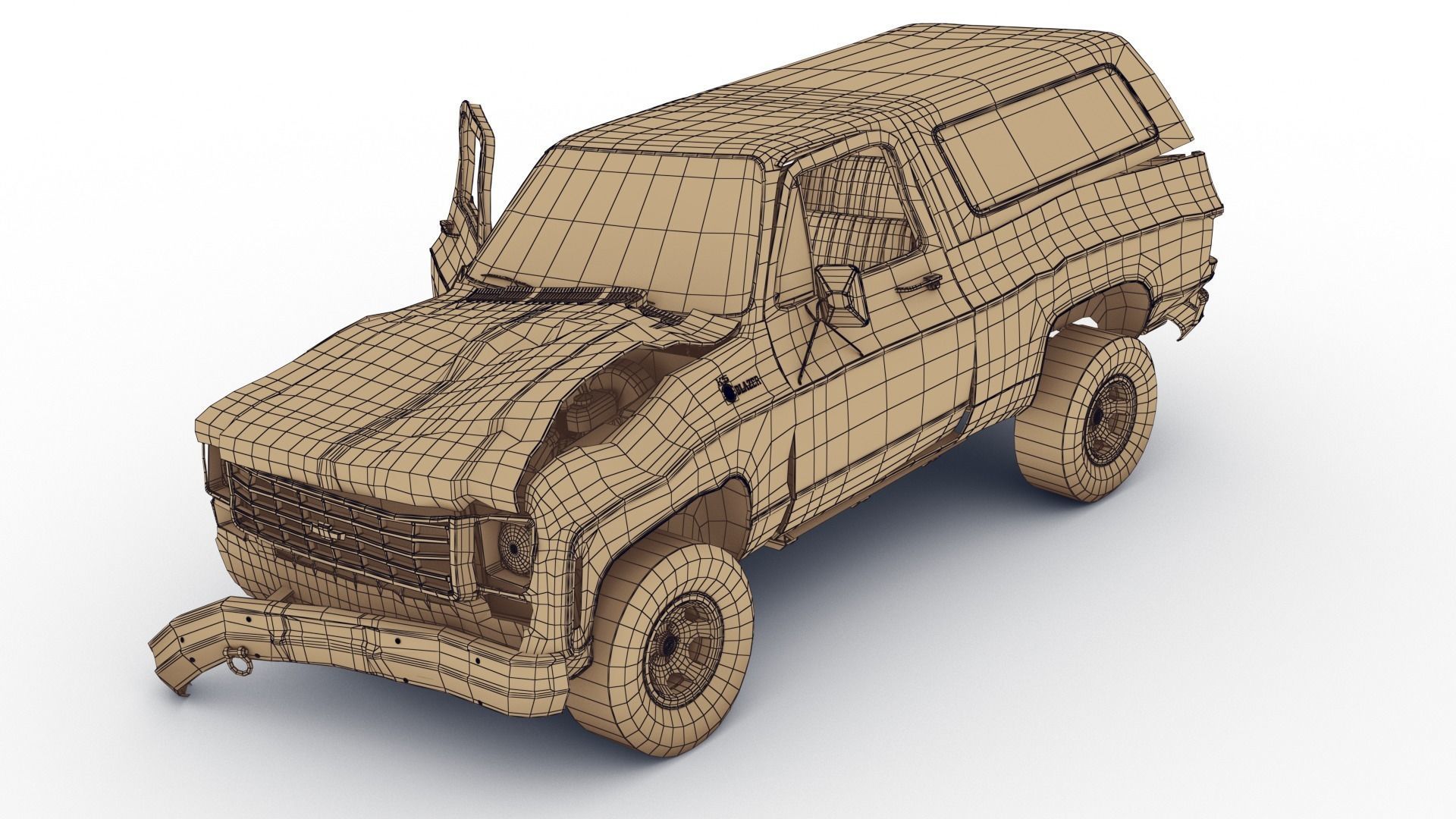 Crashed Chevrolet K5 Blazer 1975 Low-poly 3D model_24