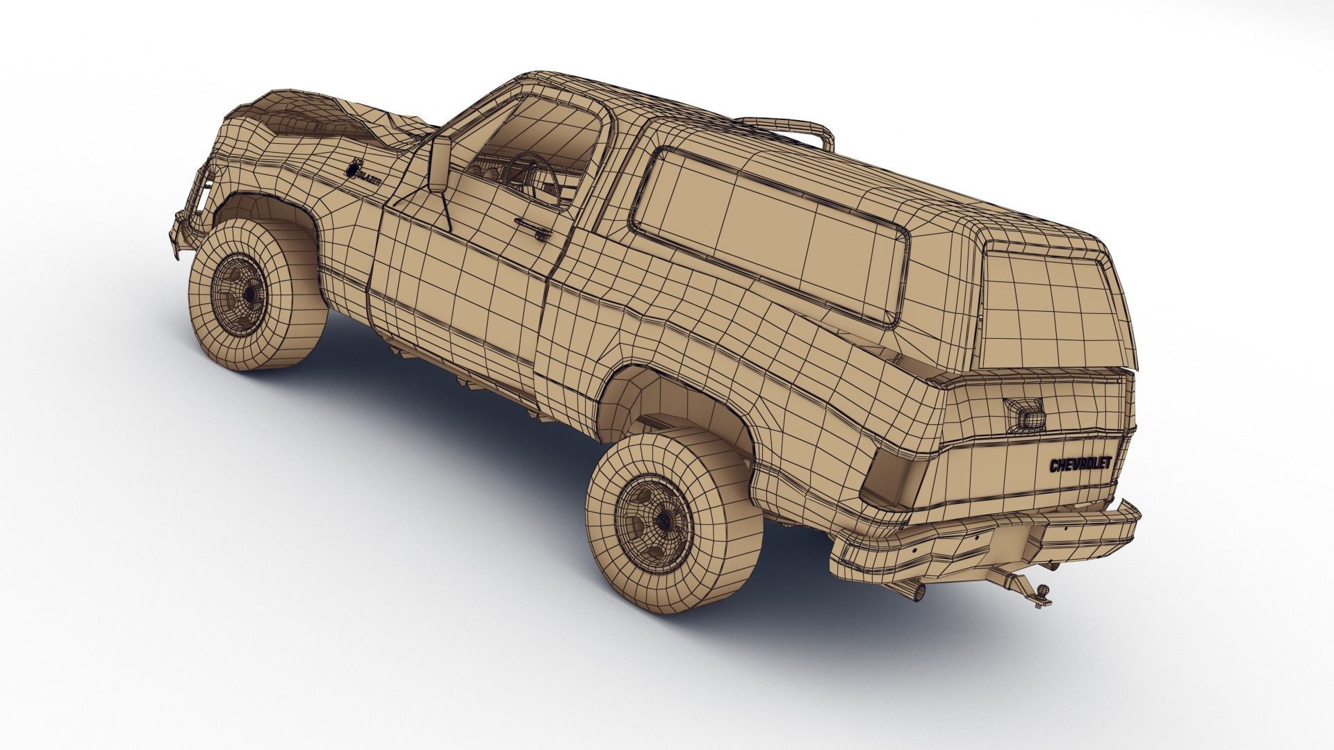 Crashed Chevrolet K5 Blazer 1975 Low-poly 3D model_19