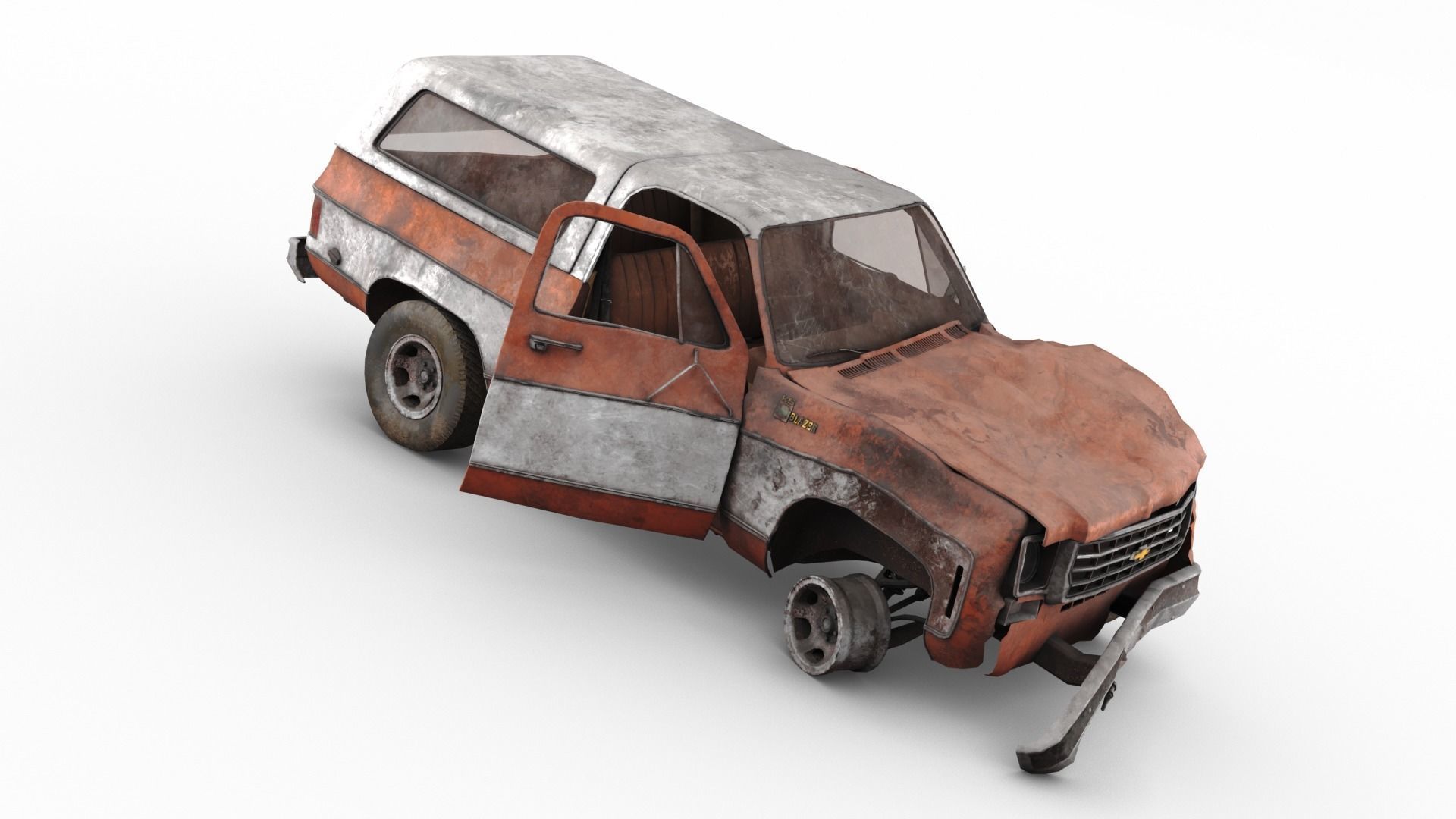 Crashed Chevrolet K5 Blazer 1975 Low-poly 3D model_9