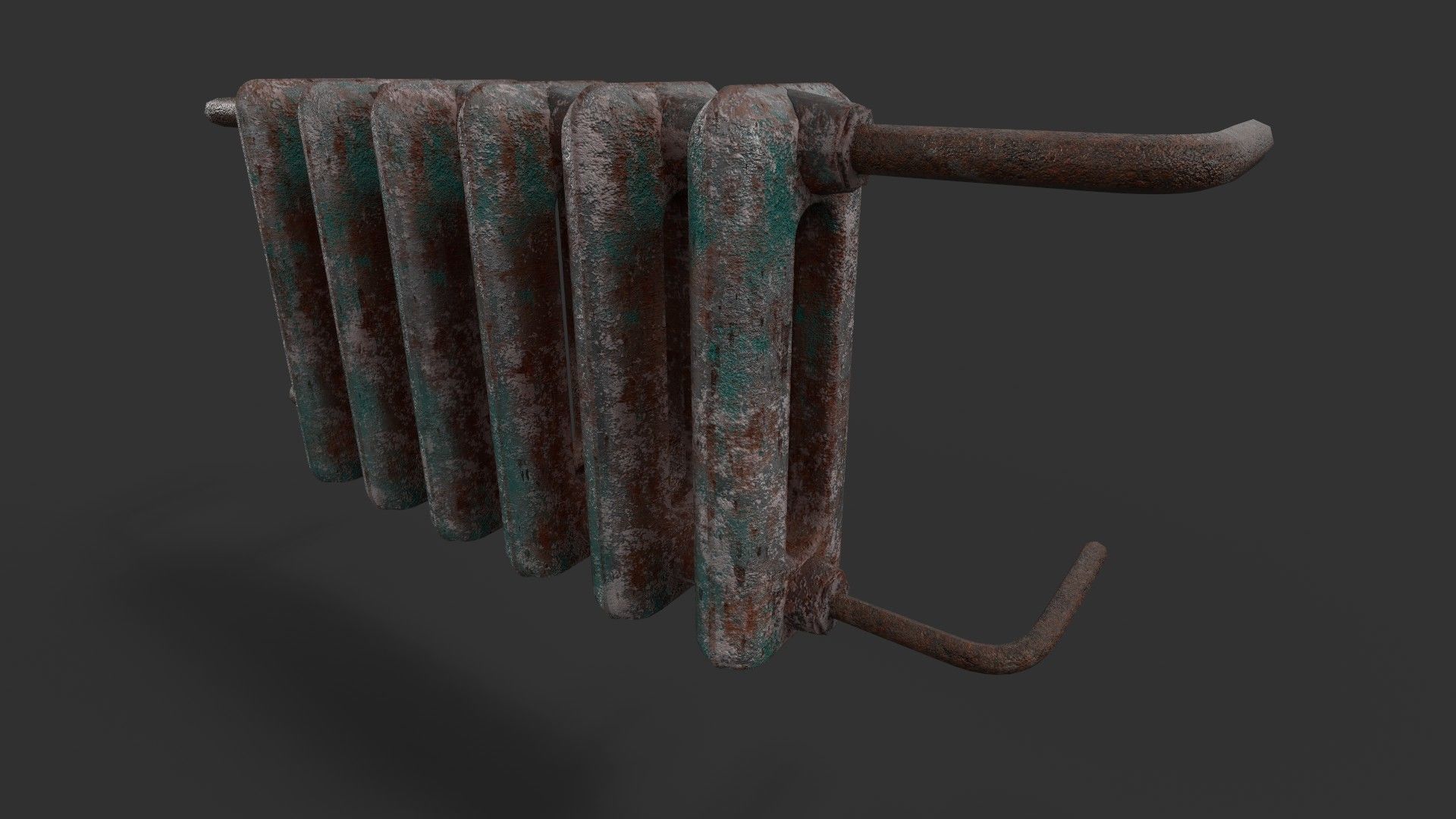 Old Cast Metal Radiator - Low Poly - Game Ready PBR 3D Model Low-poly 3D model_4