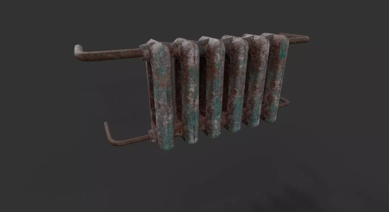 Old Cast Metal Radiator - Low Poly - Game Ready PBR 3D Model Low-poly 3D model_0