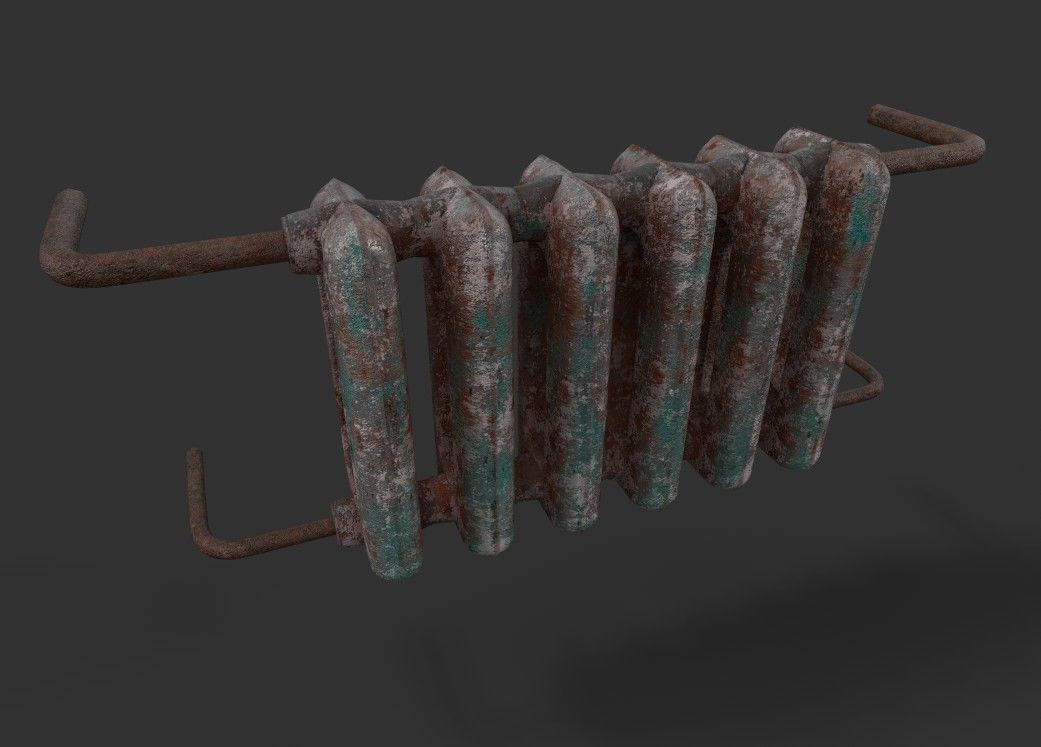 Old Cast Metal Radiator - Low Poly - Game Ready PBR 3D Model Low-poly 3D model_3