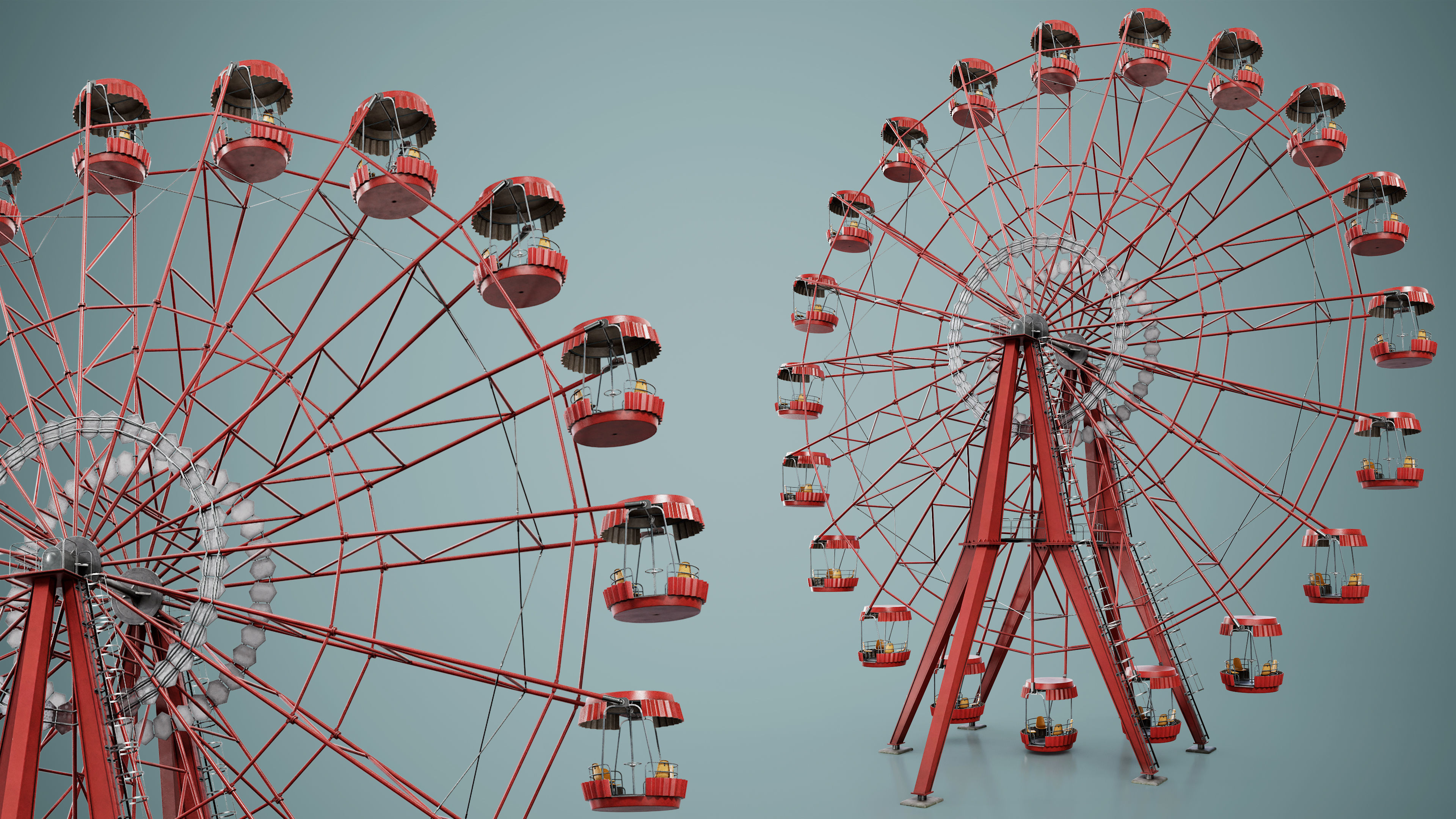 Painted Ferris Wheel Low-poly 3D model_13