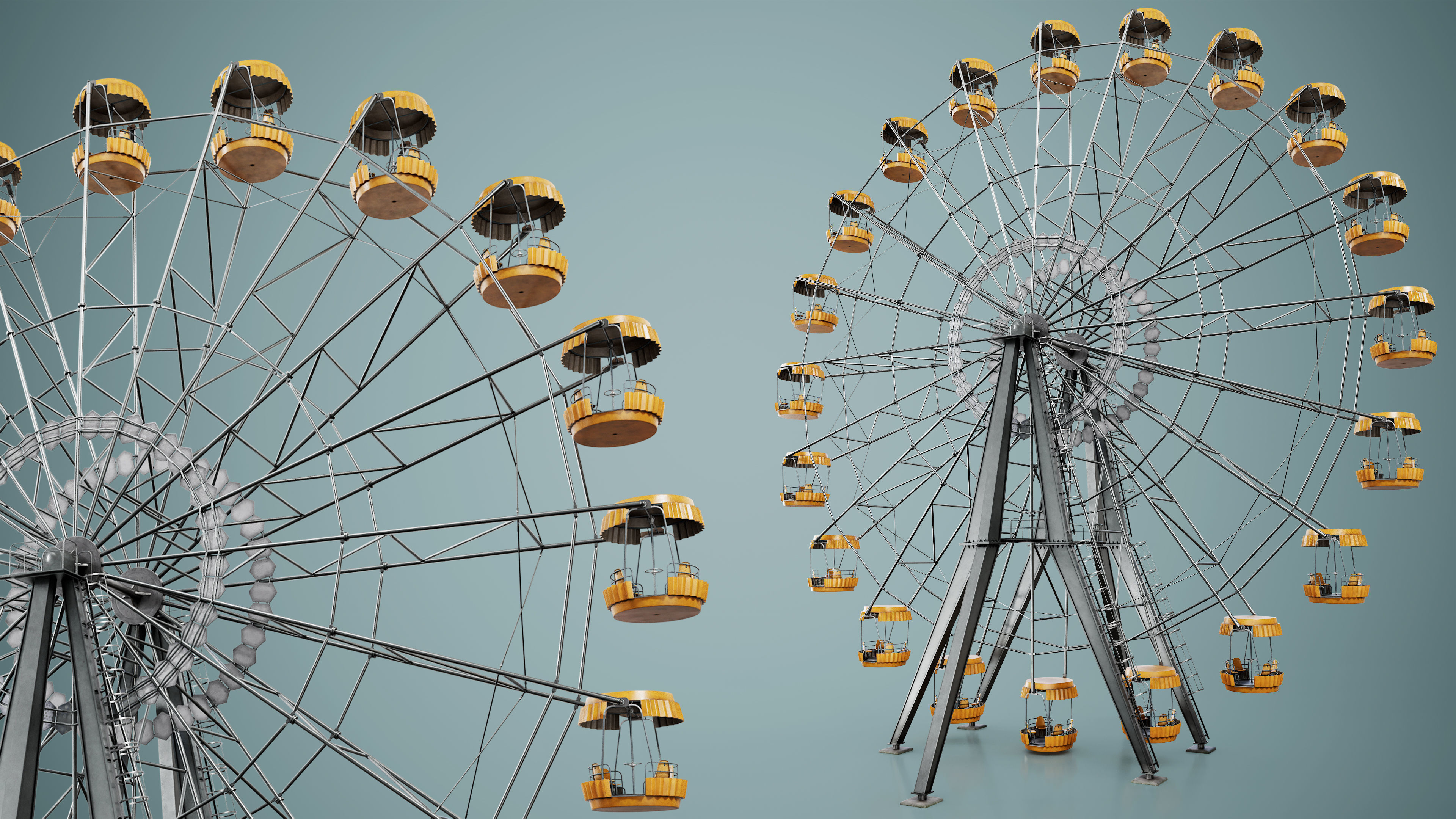 Painted Ferris Wheel Low-poly 3D model_25