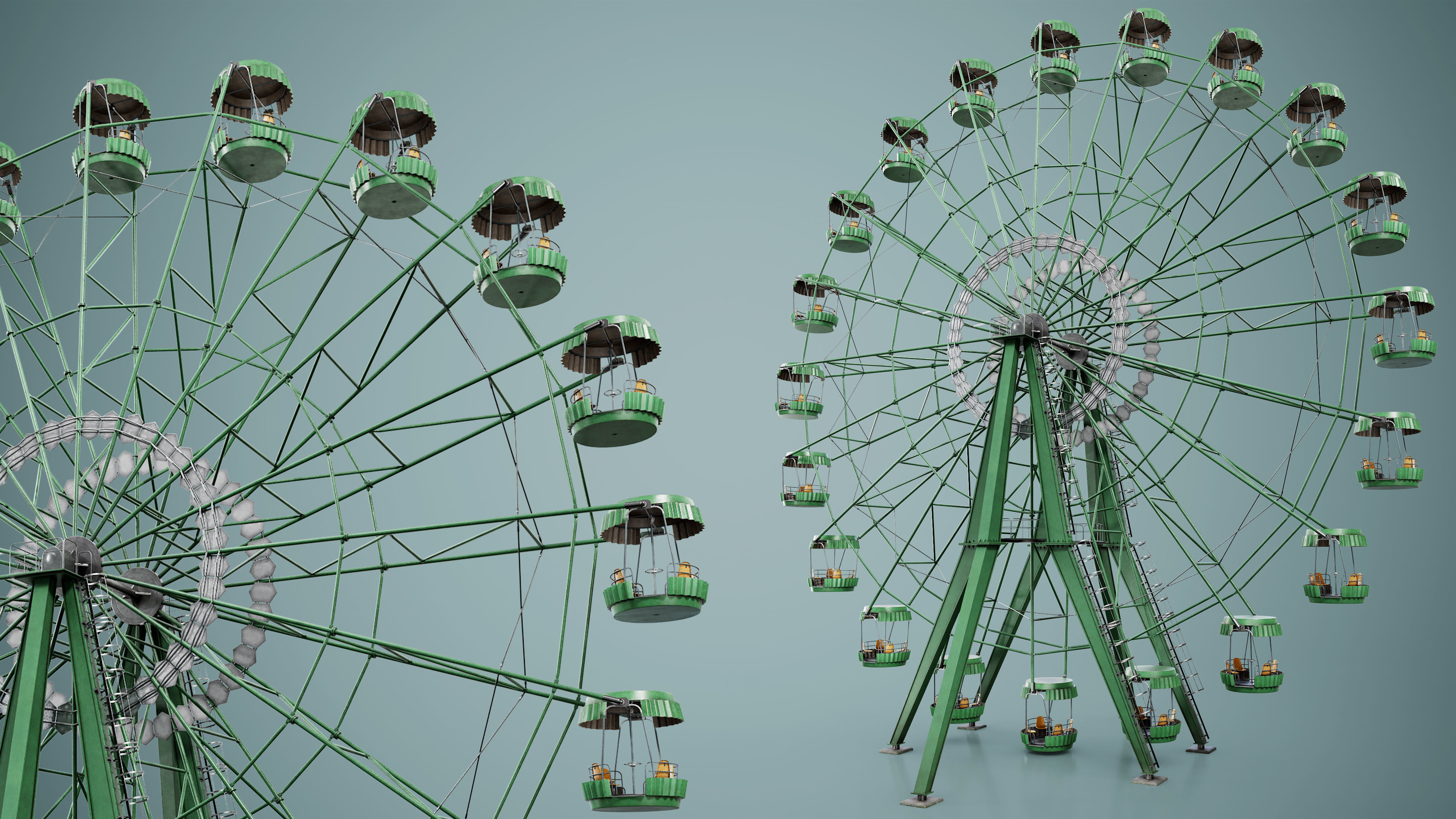 Painted Ferris Wheel Low-poly 3D model_17