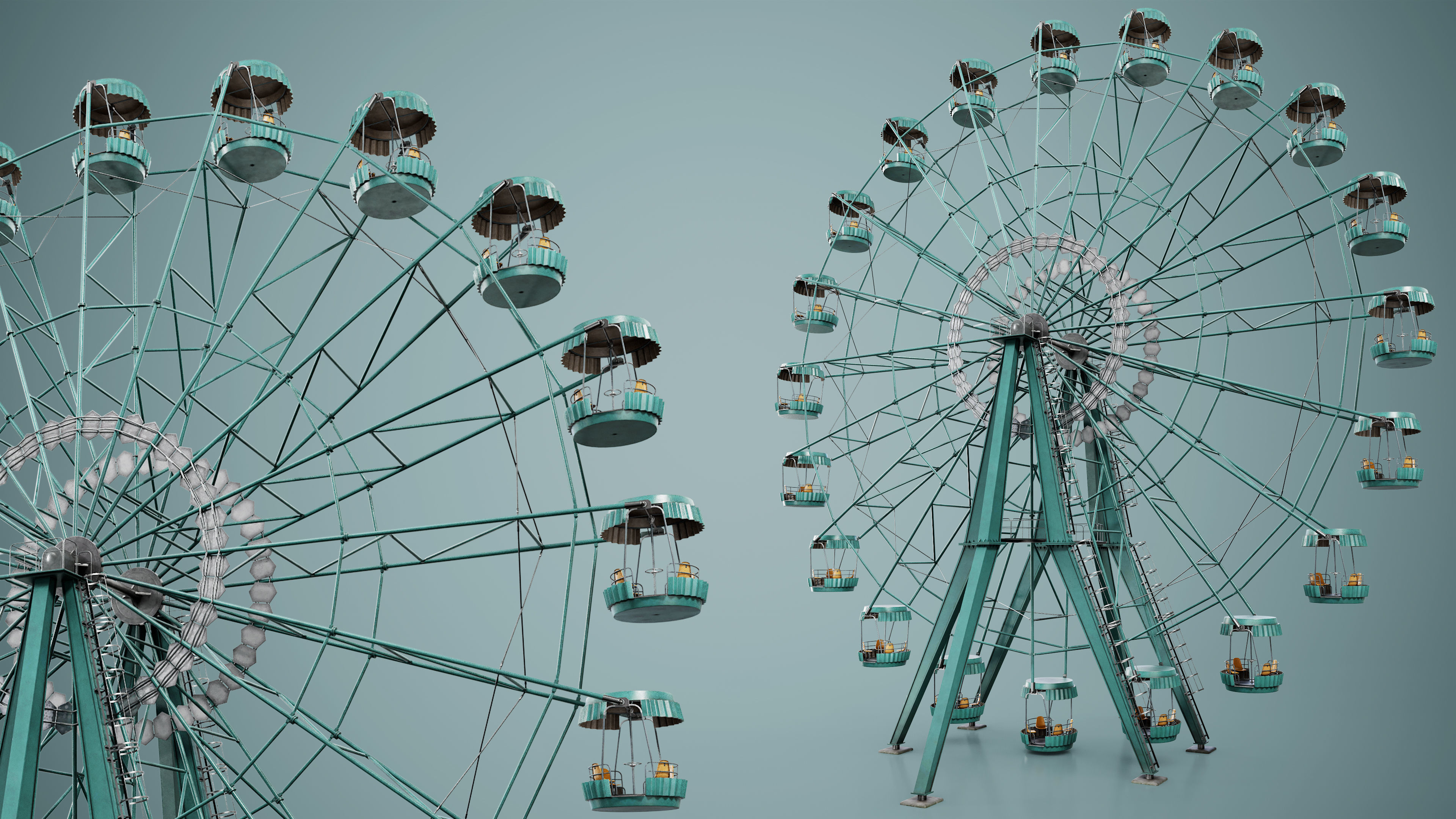 Painted Ferris Wheel Low-poly 3D model_11