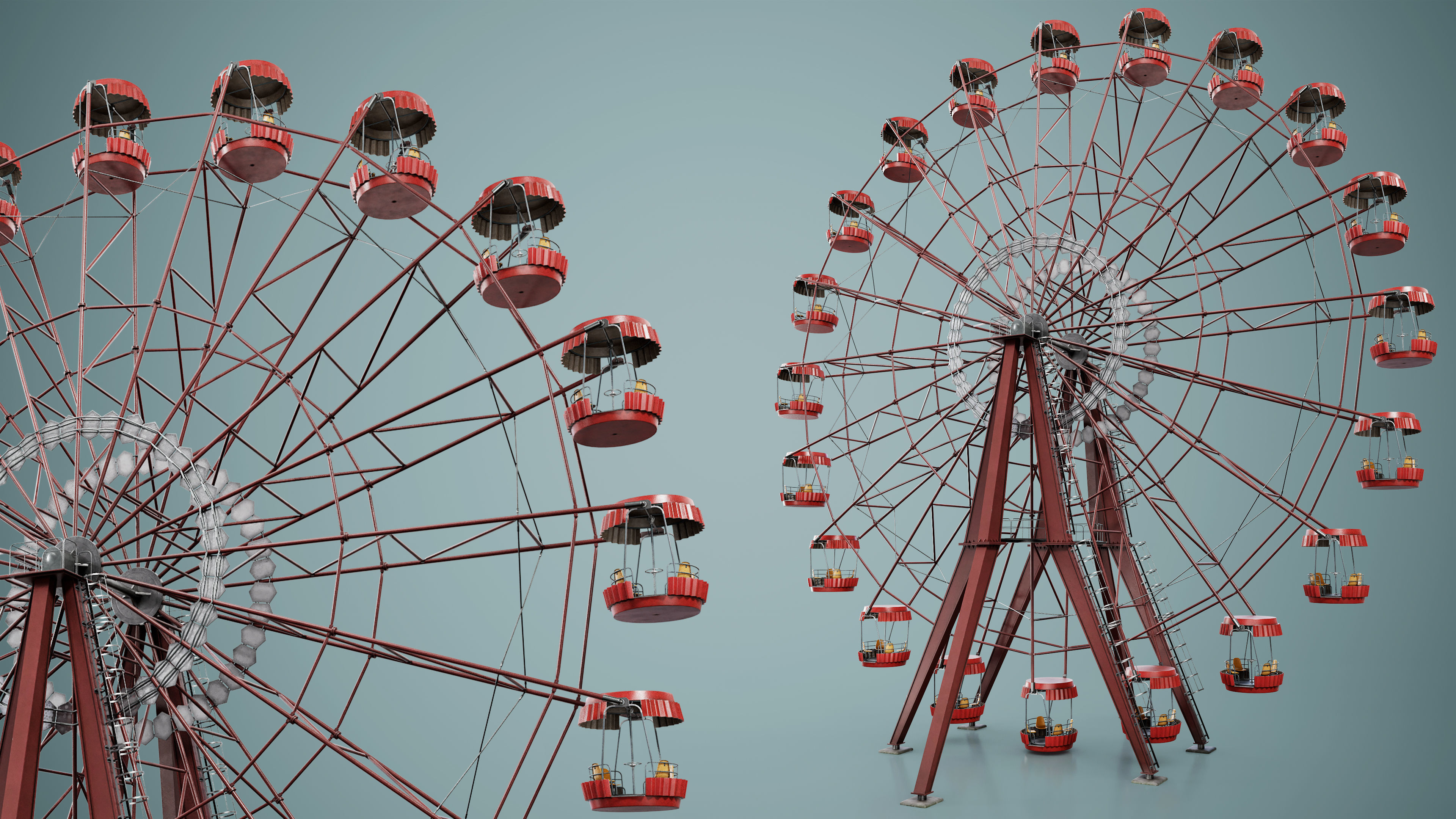 Painted Ferris Wheel Low-poly 3D model_14