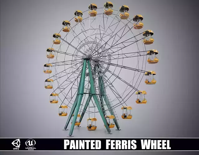 Painted Ferris Wheel Low-poly 3D model