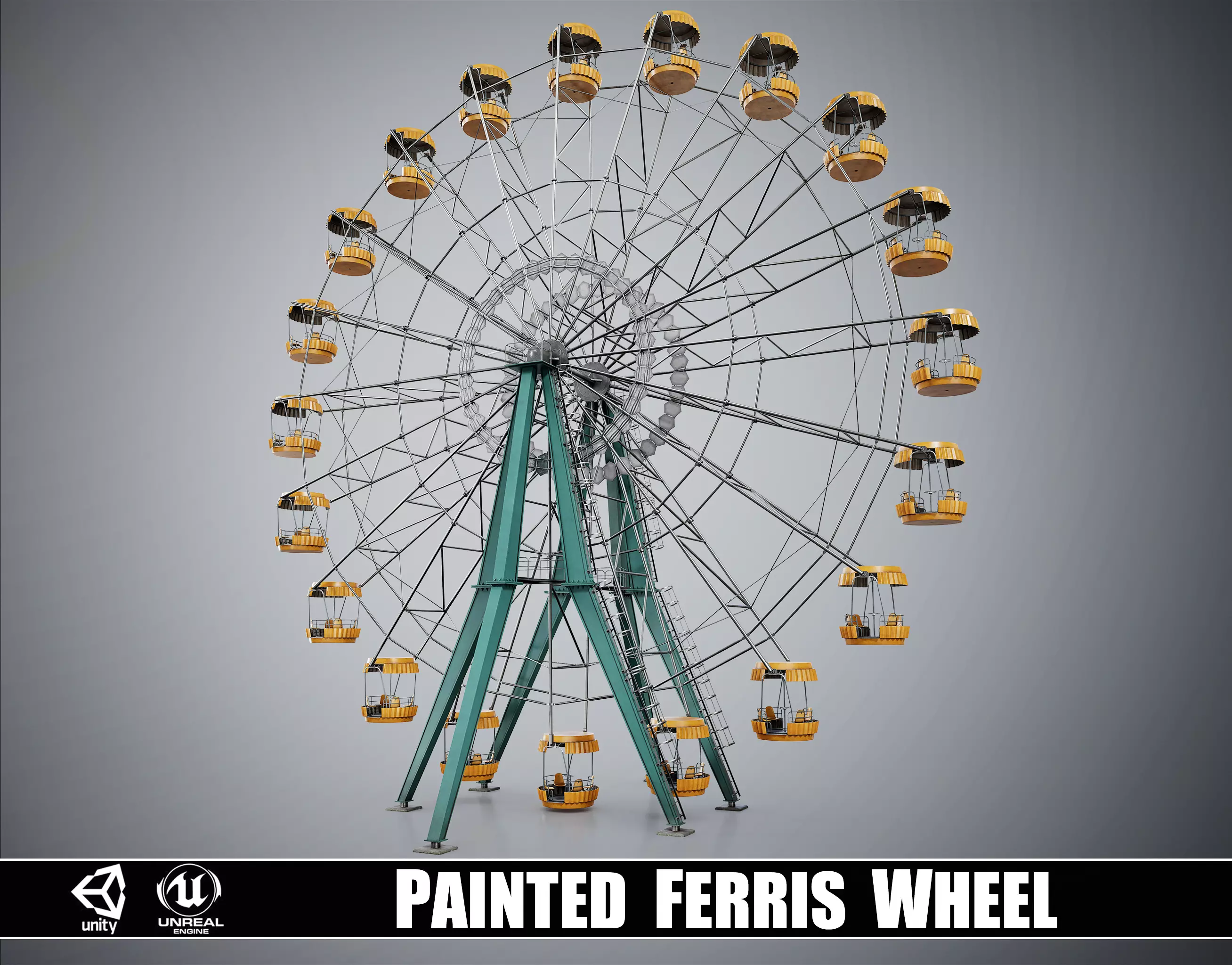 Painted Ferris Wheel Low-poly 3D model_0