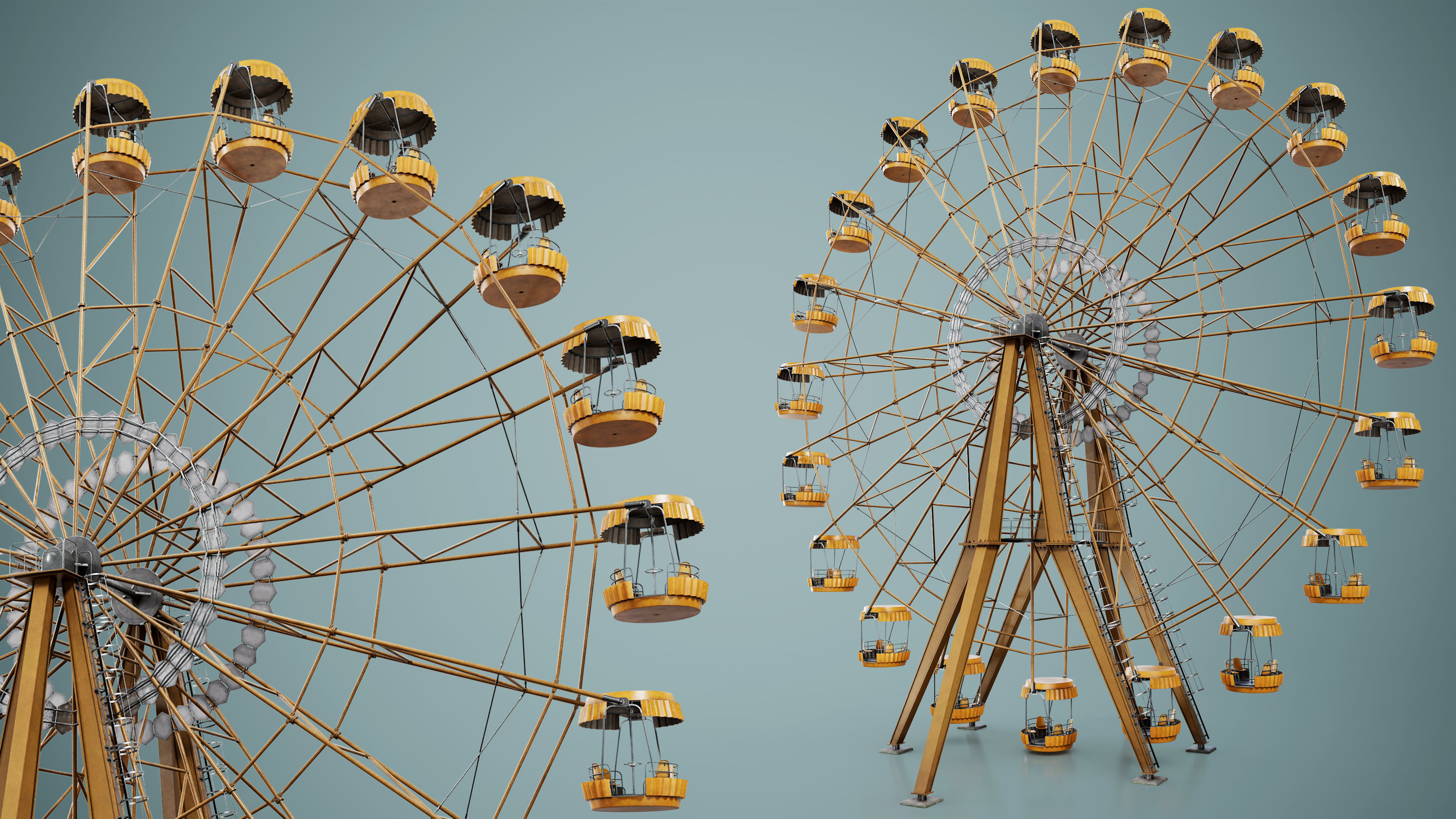 Painted Ferris Wheel Low-poly 3D model_10