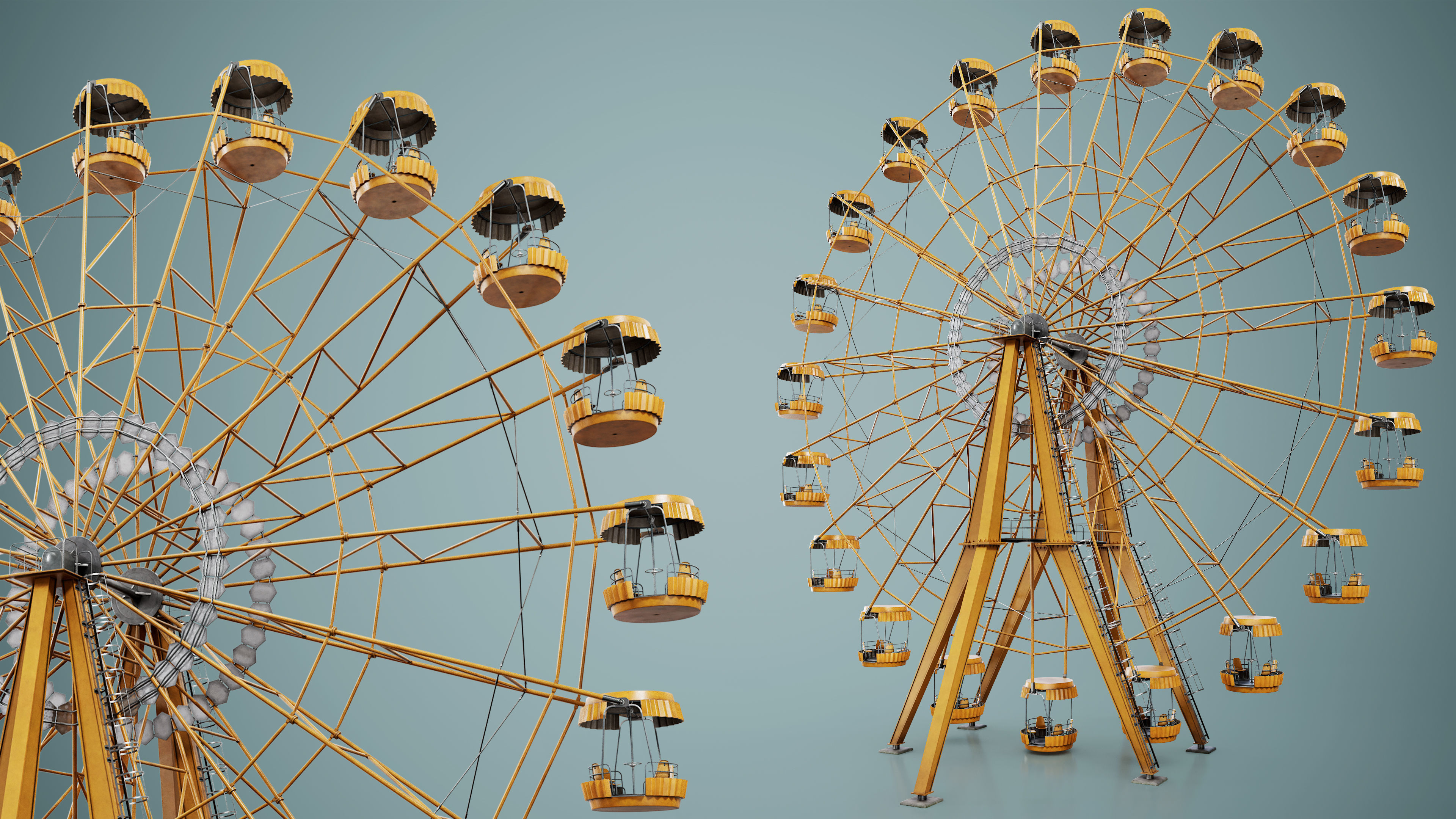 Painted Ferris Wheel Low-poly 3D model_9