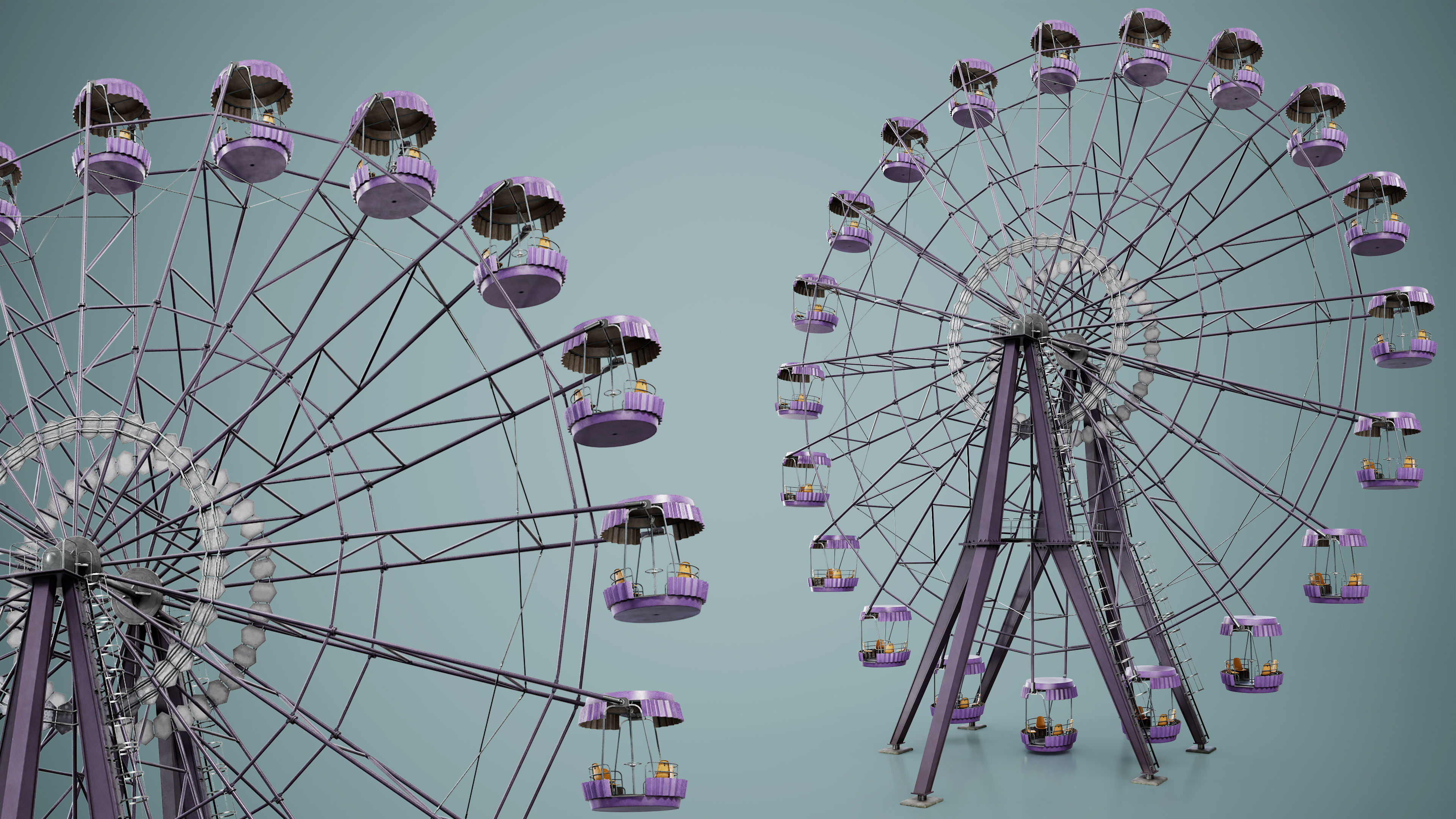 Painted Ferris Wheel Low-poly 3D model_16