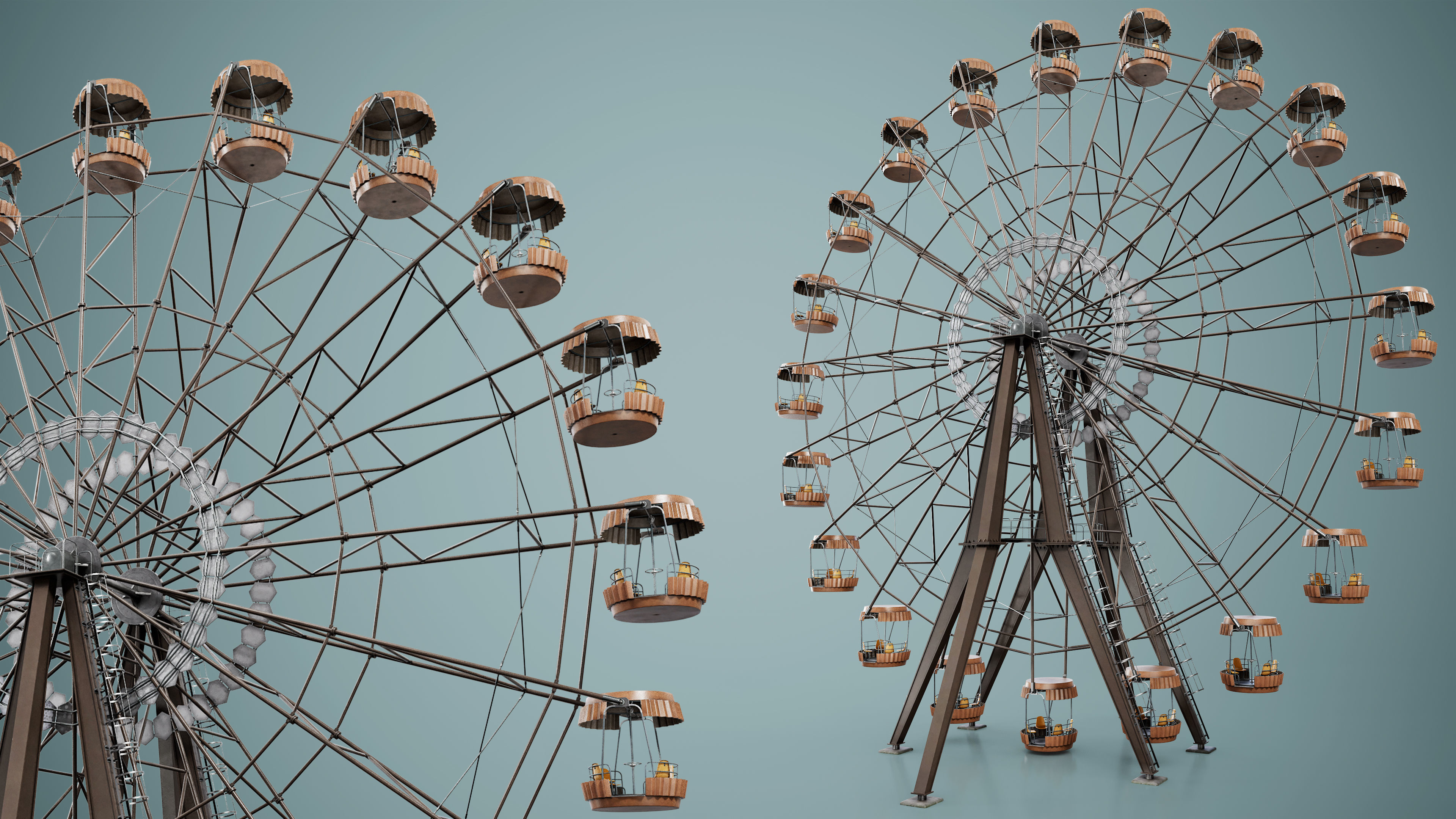Painted Ferris Wheel Low-poly 3D model_20