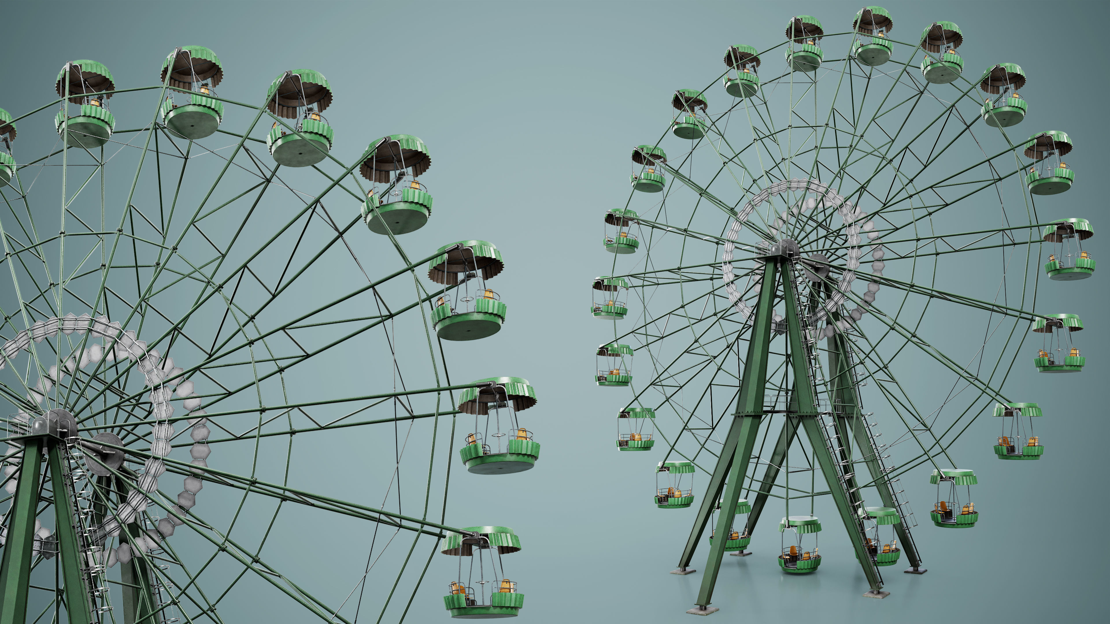 Painted Ferris Wheel Low-poly 3D model_18