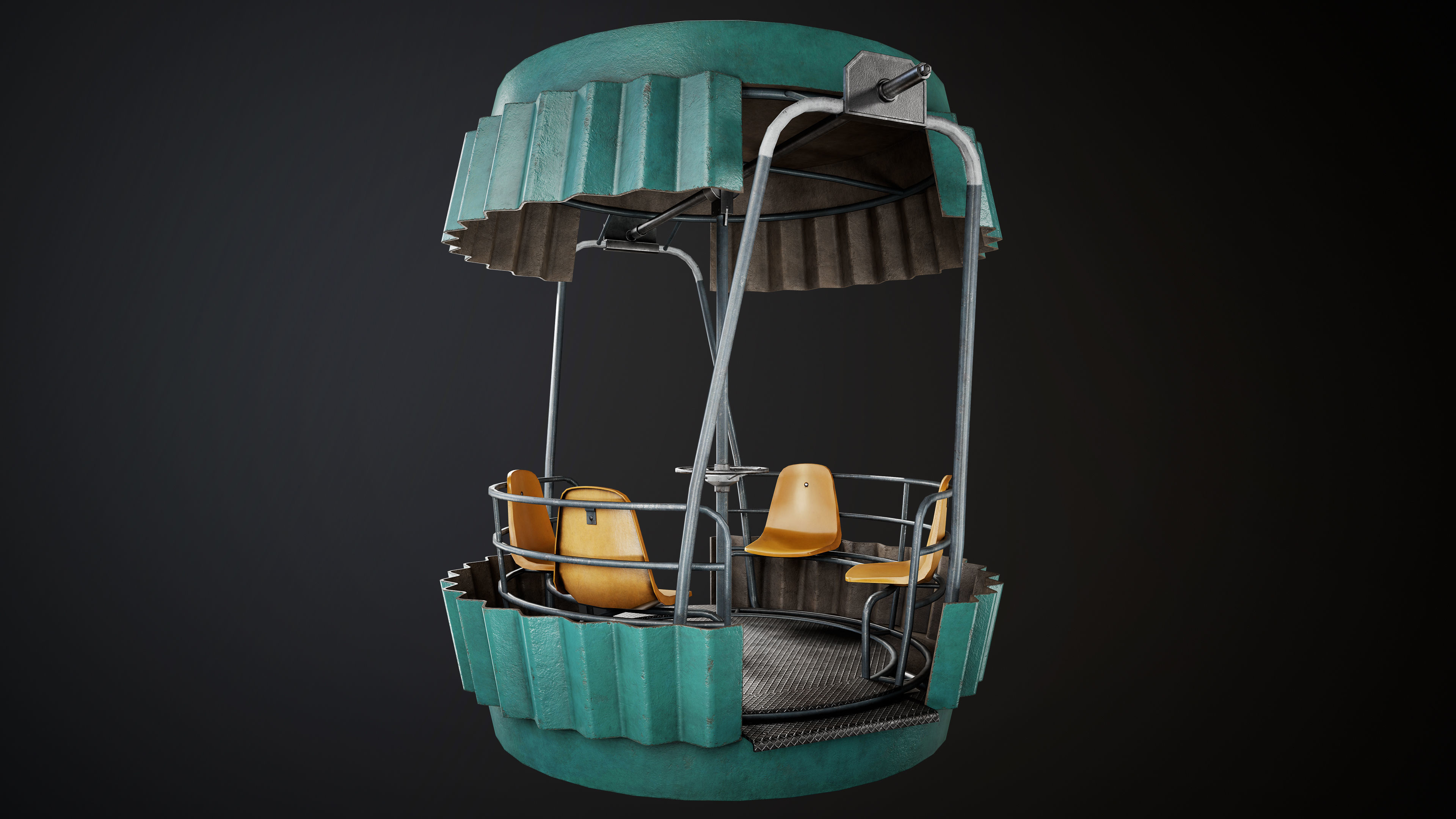 Painted Ferris Wheel Low-poly 3D model_28